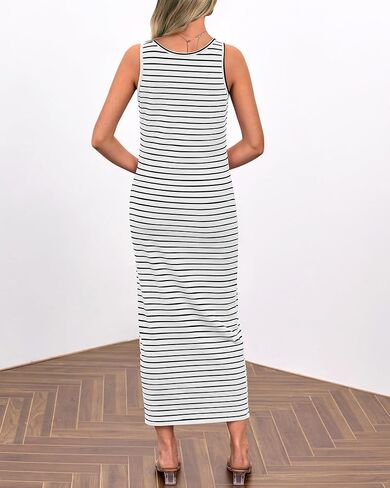 NOLLSOM Women Casual Sleeveless Striped Tank Midi Dresses Spring U Neck Bodycon Dresses T Shirt Summer Dress in Saudi Arabia