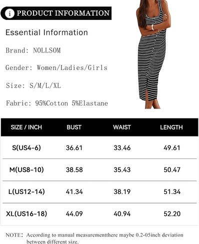 NOLLSOM Women Casual Sleeveless Striped Tank Midi Dresses Spring U Neck Bodycon Dresses T Shirt Summer Dress in Saudi Arabia
