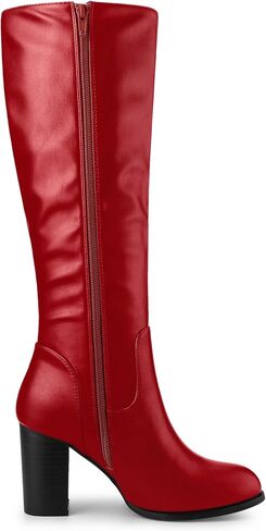 Allegra K Women's Round Toe Block Heeled Knee High Boots in Kuwait