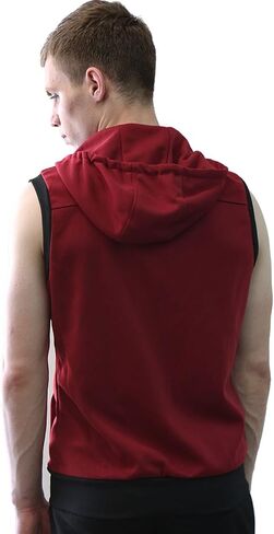 uxcell Men's Sleeveless Slim Fit Hoodie Vest Zipper Drawstring Gilet Jacket with Pockets in Saudi Arabia