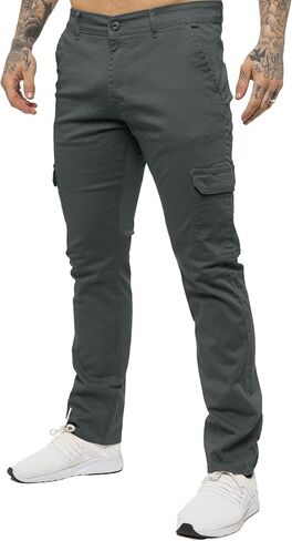 989Zé ENZO Mens Cargo Combat Trousers Pants Cotton Casual Slim Fit Stretch Chinos in Saudi Arabia