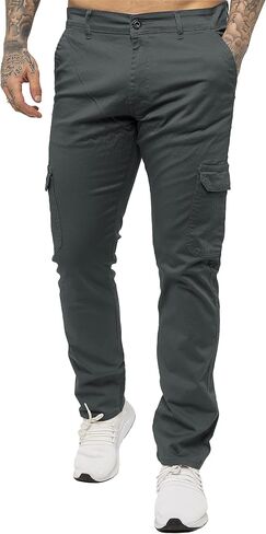 989Zé ENZO Mens Cargo Combat Trousers Pants Cotton Casual Slim Fit Stretch Chinos in Saudi Arabia