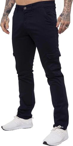 989Zé ENZO Mens Cargo Combat Trousers Pants Cotton Casual Slim Fit Stretch Chinos in Saudi Arabia