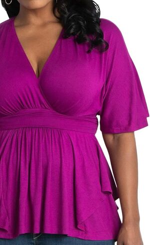 بلوزة Kiyonna النسائية ذات الحجم الكبير، سترة جيرسي ناعمة للاستخدام اليومي برقبة على شكل حرف V، ملابس كاجوال أو رسمية للعمل in Kuwait