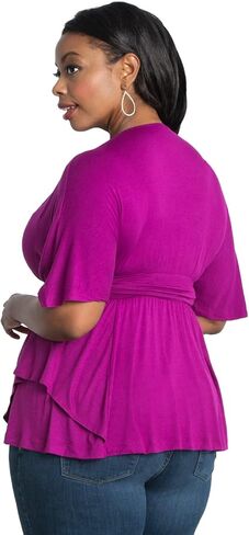 بلوزة Kiyonna النسائية ذات الحجم الكبير، سترة جيرسي ناعمة للاستخدام اليومي برقبة على شكل حرف V، ملابس كاجوال أو رسمية للعمل in Kuwait