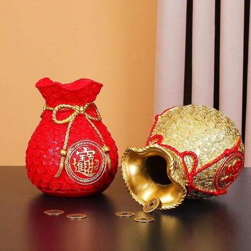 LOONELO 2024 Dragon Chinese New Year Fortune Tree Vase Bucket, Chinese Lucky Money Piggy Bank, Good Luck Fortune Coin Container, Chinese Style Plant Holder for Lunar New Year Eve Party Home Decorations in Saudi Arabia