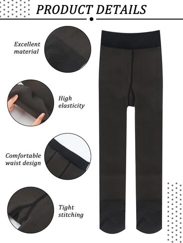 4 Pieces Fleece Lined Tights Women Leggings Fake Translucent Warm Tights Sheer Thermal Tights Winter Stockings for Women Girl (Black, Nude,6-8 Years) in Saudi Arabia