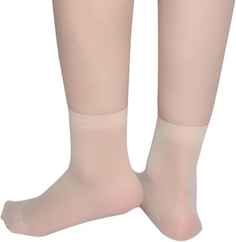 12 زوجًا من الجوارب النسائية الشفافة عالية الكاحل من النايلون، جوارب ضيقة ناعمة مع مقدمة معززة (6 أزواج سوداء، 6 أزواج عارية) in Kuwait