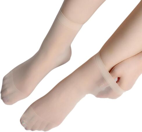 12 زوجًا من الجوارب النسائية الشفافة عالية الكاحل من النايلون، جوارب ضيقة ناعمة مع مقدمة معززة (6 أزواج سوداء، 6 أزواج عارية) in Kuwait