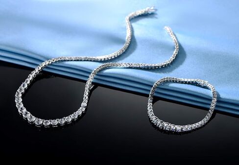 Gemsme 18K White Gold Plated Graduated Round Cubic Zirconia Tennis Necklace/Bracelet/Earrings Sets Pack of 3 in Kuwait