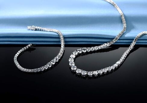 Gemsme 18K White Gold Plated Graduated Round Cubic Zirconia Tennis Necklace/Bracelet/Earrings Sets Pack of 3 in Kuwait