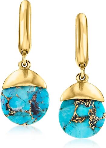 Ross-Simons Turquoise Jewelry Set: Pendant Necklace and Drop Earrings in 18kt Gold Over Sterling. 18 inches in Saudi Arabia