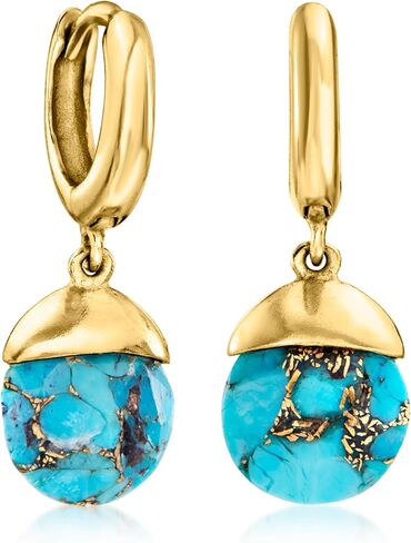 Ross-Simons Turquoise Jewelry Set: Pendant Necklace and Drop Earrings in 18kt Gold Over Sterling. 18 inches in Saudi Arabia