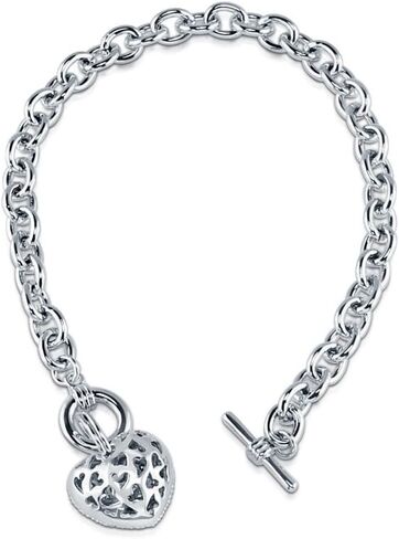 BERRICLE Heart Cubic Zirconia CZ Fashion Necklace Earrings and Bracelet Set for Women, Silver-Tone in Saudi Arabia