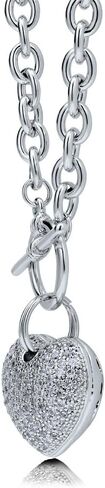 BERRICLE Heart Cubic Zirconia CZ Fashion Necklace Earrings and Bracelet Set for Women, Silver-Tone in Saudi Arabia