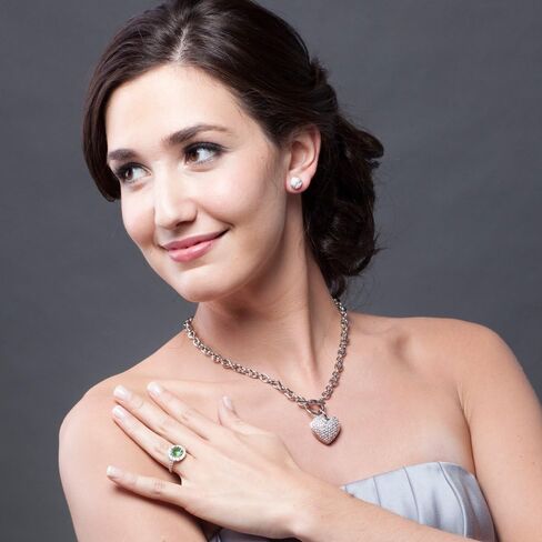 BERRICLE Heart Cubic Zirconia CZ Fashion Necklace Earrings and Bracelet Set for Women, Silver-Tone in Saudi Arabia