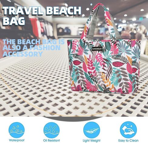 Lovelinks21 Beach Bag for Women Large Waterproof Sandproof Beach Pool Bag Casual Travel Beach Tote Bag with Pockets in Saudi Arabia