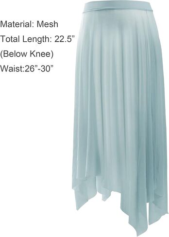 داي دانس تنانير باليه للنساء باللون الاخضر، تنانير رقص شبكية شفافة غير مركزية بطول 22.5 انش (تحت الركبة)، اخضر، مقاس واحد, مجموعة خضراء in Kuwait