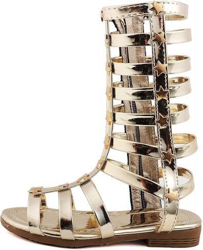 Skeblo Girls Rivet Gladiator Sandals Summer Princess Dress Strappy Flats Zip Up Boots Shoes in Saudi Arabia