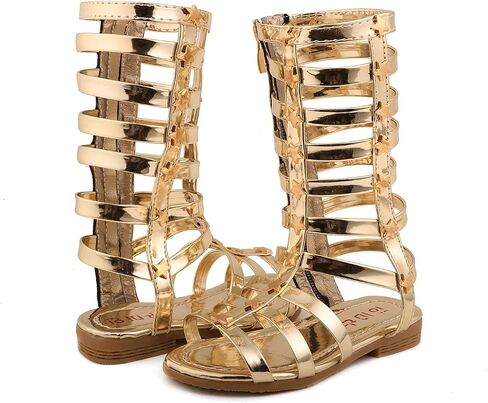 Skeblo Girls Rivet Gladiator Sandals Summer Princess Dress Strappy Flats Zip Up Boots Shoes in Saudi Arabia