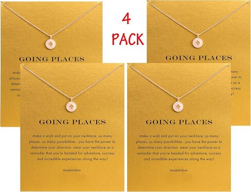 Hundred River Friendship Clover Necklace Unicorn Good Luck Elephant Necklace with Message Card Gift Card (4pack) in Saudi Arabia