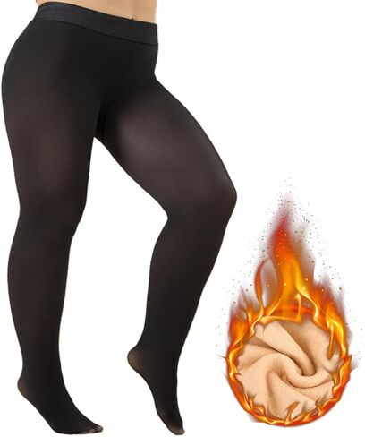 WLLHYF Fleece Lined Tights Winter Warm Leggings Sheer Thick Tights Comfortable Breathable High Waist Footed Leggings Stretchy Slim Fake Pantyhose for Women Girl in Kuwait