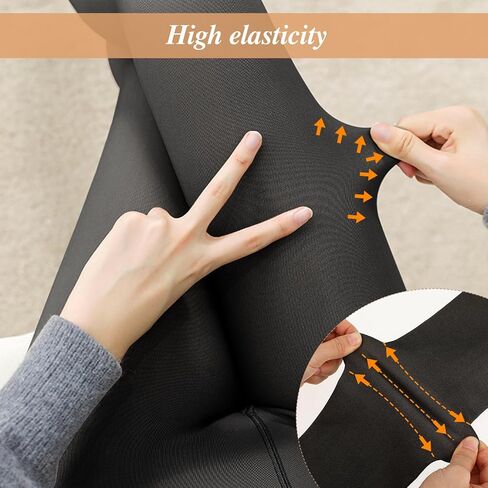 WLLHYF Fleece Lined Tights Winter Warm Leggings Sheer Thick Tights Comfortable Breathable High Waist Footed Leggings Stretchy Slim Fake Pantyhose for Women Girl in Kuwait