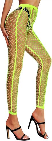 LUCKELF المرأة مثير شريط شبكة صيد السمك الجوارب جوارب بدون قدم عالية الخصر شبكة صيد السمك افتتاح طماق in Kuwait