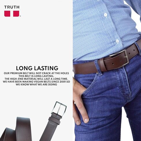 Truth Vegan Mens Belt is Classic Designed for Every Occasion, Perfect Work Belts for Men, Durable Tough Men Belts for Jeans in Kuwait