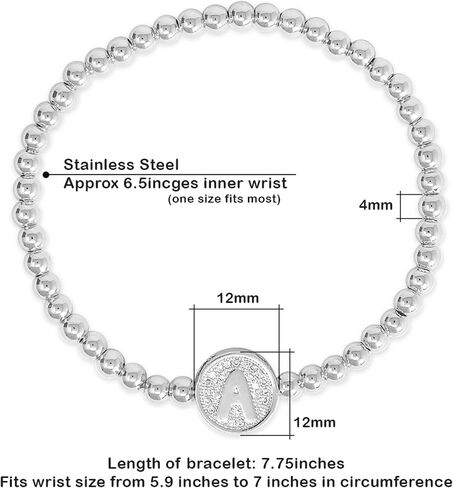 by you Initial Bracelets for Women 26 Letters Alphabet Round Charm Stainless Steel Gold Silver Beaded ball Bracelets in Saudi Arabia