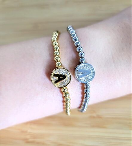 by you Initial Bracelets for Women 26 Letters Alphabet Round Charm Stainless Steel Gold Silver Beaded ball Bracelets in Saudi Arabia
