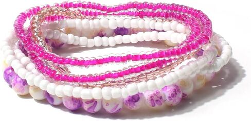 COLORFUL BLING Bohemian Crystal Beaded Bracelets Set Multilayer Stackable Bracelets Boho Charms Stretch Bracelet Handmade Multicolor Crystal Beaded Bangles Strand Bracelet Set in Saudi Arabia