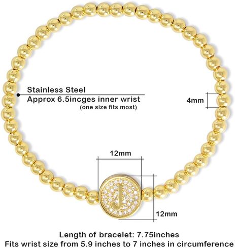by you Initial Bracelets for Women 26 Letters Alphabet Round Charm Stainless Steel Gold Silver Beaded ball Bracelets in Saudi Arabia