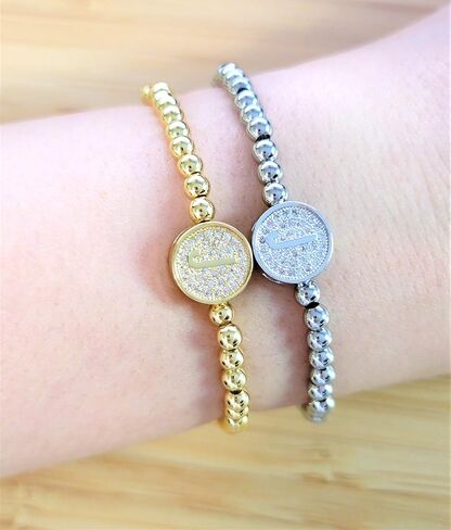 by you Initial Bracelets for Women 26 Letters Alphabet Round Charm Stainless Steel Gold Silver Beaded ball Bracelets in Saudi Arabia