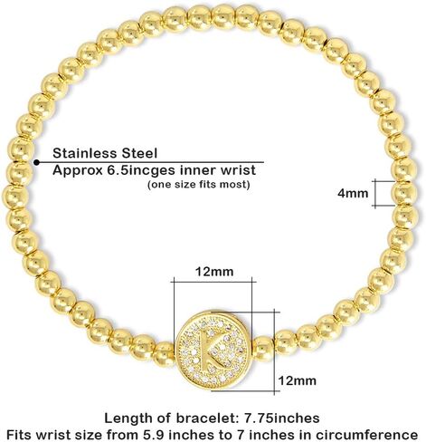 by you Initial Bracelets for Women 26 Letters Alphabet Round Charm Stainless Steel Gold Silver Beaded ball Bracelets in Saudi Arabia
