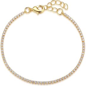 espere Rhodium Plated Round Cut Tennis Bracelet and Matching Necklace | 3mm Clear Cubic Zirconia Cup Chain Tennis Bracelets