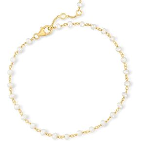 Ross-Simons 3.5-4mm Cultured Pearl Anklet in 18kt Gold Over Sterling. 9 inches in Saudi Arabia
