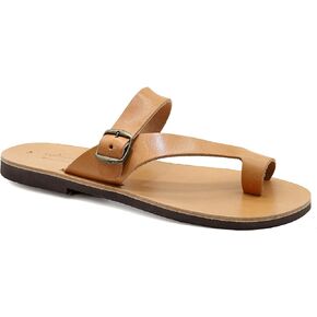Emmanuela Greek Leather Ring Toe Sandals for Men, Quality Handmade Men's Sandals with adjustable Buckle Strap, Mens Strappy Summer Shoes
