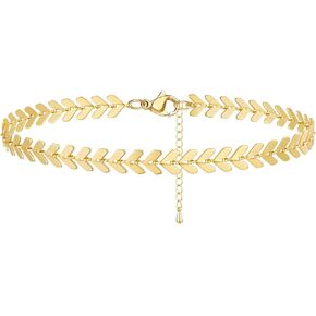 KissYan Gold Ankle Bracelets for Women, Dainty 14k Gold Plated Anklets Cuban Link Chain Ankles Adjustable Snake Tennis Anklet Bracelet Tiny Beach Foot Jewelry Gifts for Women Girls