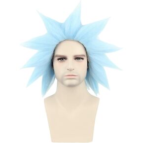 Unisex Halloween Costume Wigs Blue Short Cosplay Wig Party Wigs for Adults or Kids