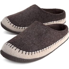 Zizor Men's Felt Fabric Slip On Moccasin House Slippers, Indoor Outdoor Rubber Sole Hard Bottom in Kuwait