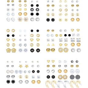 92 زوج من الأقراط الصغيرة مسمار مجموعة للنساء الرجال بسيطة مثلث الكرة الأقراط مسمار أسود فضي ذهبي لؤلؤة حجر الراين لطيف حزمة in Kuwait