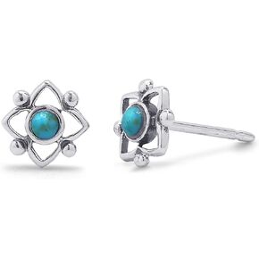Boma Jewelry Sterling Silver Flower Shaped Dot Stud Earring