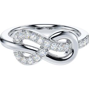 THELANDA Genuine Moissanite or Simulated Diamond Sterling Silver Tie The Infinity Love Knot Intertwined Promise Ring Engagement Ring in Kuwait