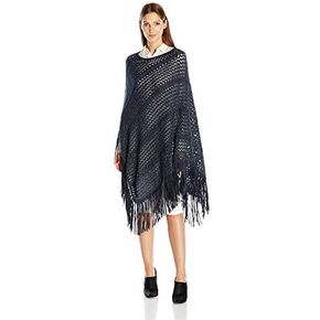 معطف La Fiorentina النسائي ذو النسيج المفتوح مع هامش من الجلد السويدي الصناعي in Kuwait