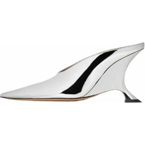 Kluolandi Metallic Heeled Mules for Women Sexy Pointed Closed Toe Slip On Wedge Mule Pumps Heels in Saudi Arabia