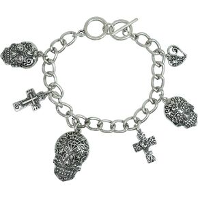 Elosee Sugar Skull Day of the Dead Charm Toggle Bracelet in Kuwait