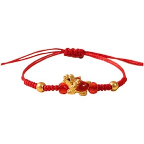 xuzhiyuan 2024 السنة الجديدة من التنين الأحمر سلسلة المنسوجة يدويا حبل مضفر حبالي قابل للتعديل الصينية زودياك الحيوان بالمينا التنين سحر سوار محظوظ سحر أساور السنة الجديدة مجوهرات هدايا للنساء الرجال الفتيات الفتيان in Kuwait