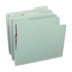 Smead Pressboard Fastener File Folder with SafeSHIELD Fasteners, 2 Fasteners, 1/3-Cut Tab, 1" Expansion, Letter Size, Gray/Green, 25 per Box (14931) in Saudi Arabia