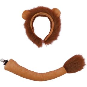 BXT Lion/Lemur Ears and Tail Set - Bendable Tail, Ear Headband, Animal Cosplay Costume Accessories for Halloween Party
